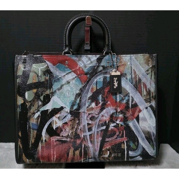 Coach Mint X + Serf Black & Silver Graffiti Large Rogue 39 -NWOT - Picture 1 of 16